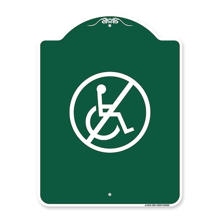 Amistad 18 x 24 in. Designer Series Sign - No Handicap Symbol, Green & White AM2078348